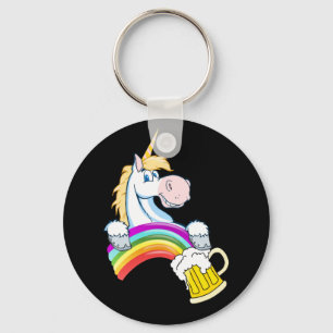 Pint of Gold at End of Rainbow (Plus Unicorn) Keychain
