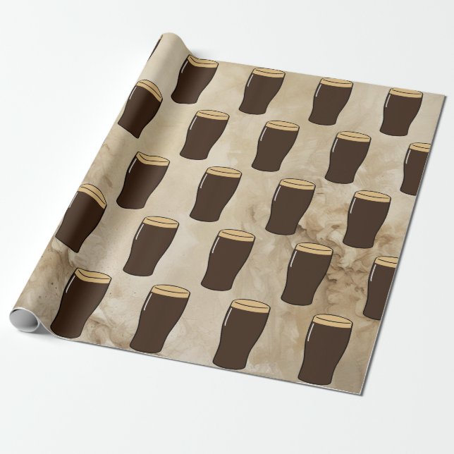 Pint of Irish Stout Beer Drinker Wrapping Paper (Unrolled)