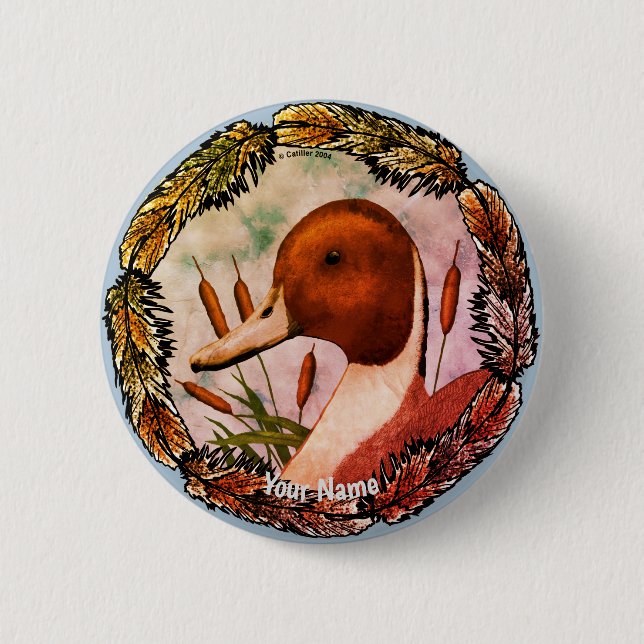 Pintail Duck  2 Inch Round Button (Front)