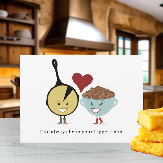 Pinto Beans & Cornbread Love Valentine's Day Pun Holiday Card (Creator Uploaded)