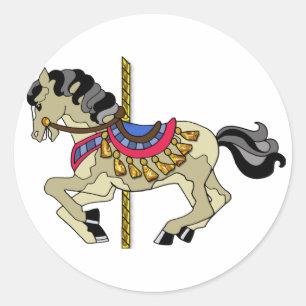 Pinto Carousel Horse Classic Round Sticker