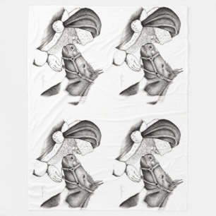 Pinto Horse and Santa Claus Fleece Blanket