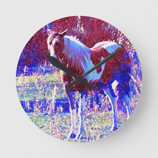 Pinto Horse Round Clock (Front)