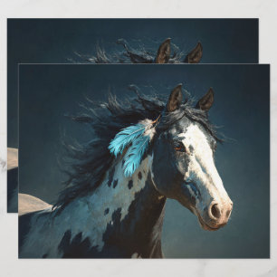 Pinto Mustang Horse Feather Accent Scrapbook Paper