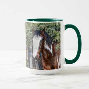 Pinto Paint Stallion & Evergreen Trees Mug