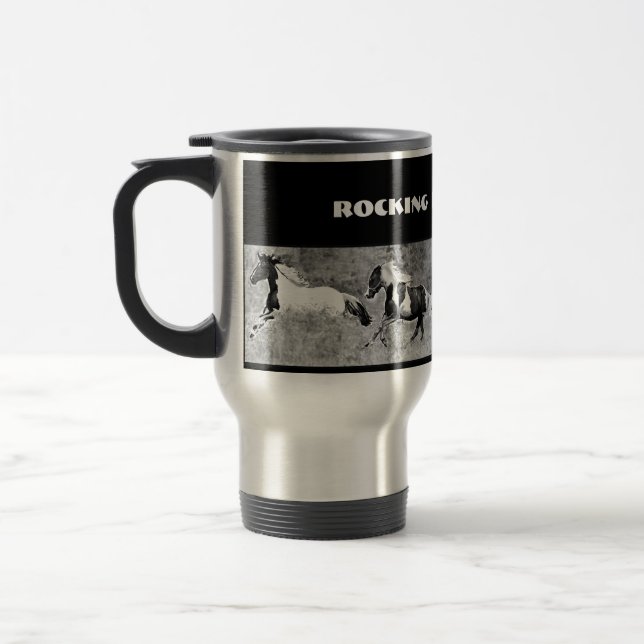 Pintos Galloping, Customizable Travel Mug (Left)