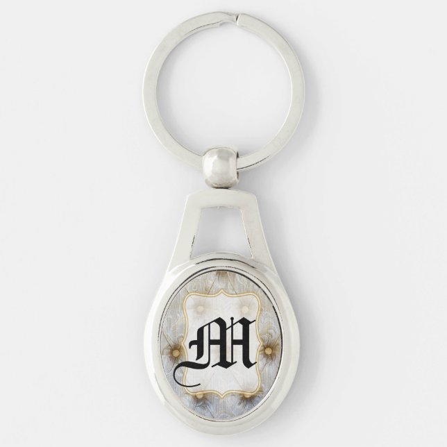 Pintuck Fabric Monogram Initial Key Chain (Front)