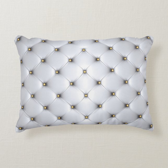 Pintuck look white and gold elegant  accent pillow (Front)