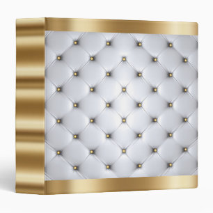 Pintuck look white and gold elegant  binder