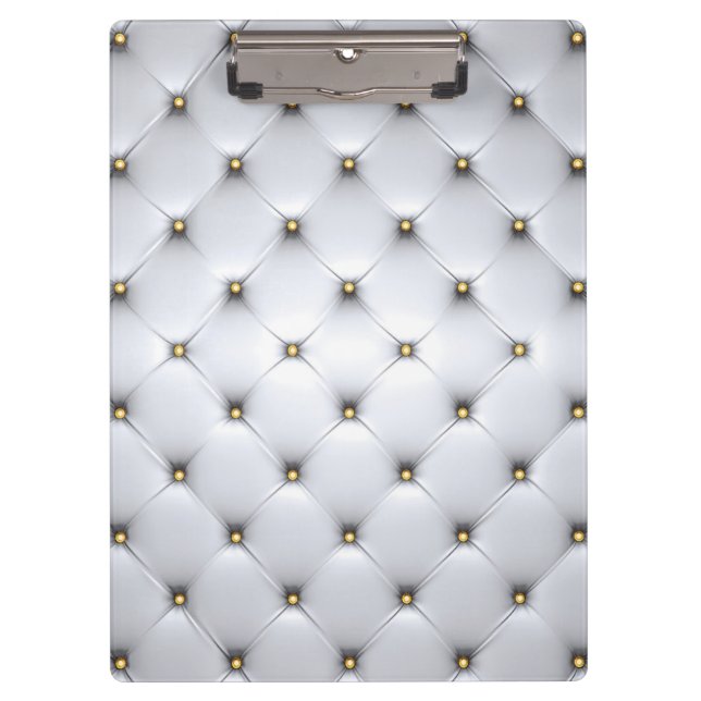 Pintuck look white and gold elegant  clipboard (Front)