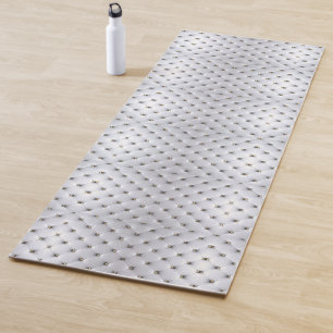 Pintuck look white and gold elegant yoga mat