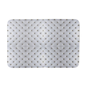Pintuck look whitecand gold elegant  bath mat