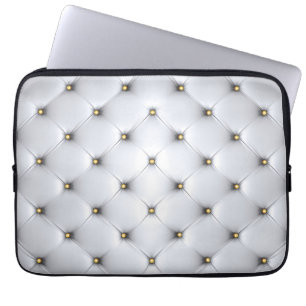 Pintuck look whitecand gold elegant laptop sleeve
