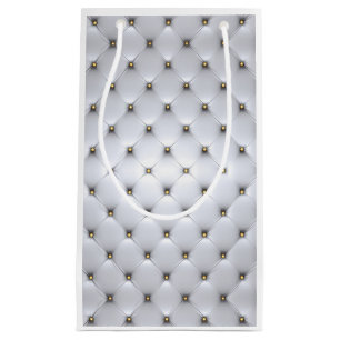 Pintuck look whitecand gold elegant  small gift bag