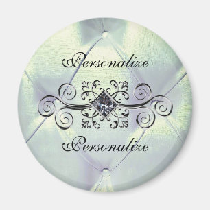 Pintuck satin look diamond silver blue elegant magnet