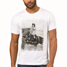 PINUP GIRL ON MOTORCYCLE.