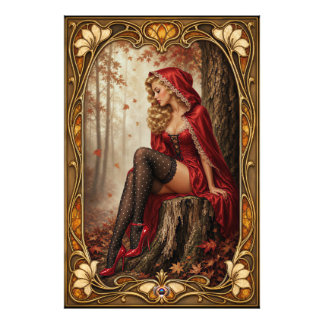 Pinup Girl Saskia Vogel Red Satin Oberwald Woods Photo Print
