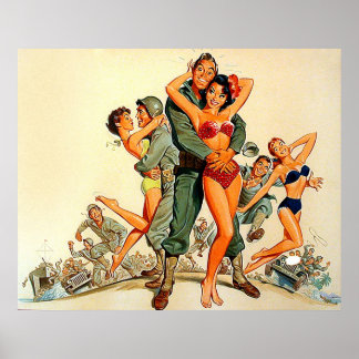 Pinup Girls and Army Guys Poster