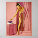 Pinup in Shower Poster<br><div class="desc">Vintage pinup.</div>