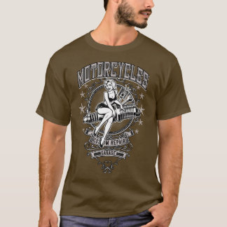 PinUp Motorcycle Garage Workshop T-Shirt