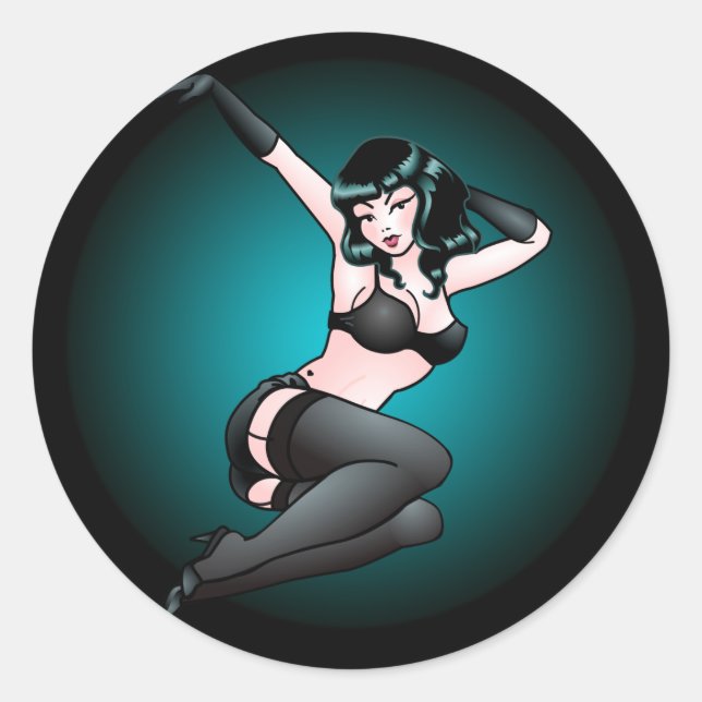 Pinup Stickers Personalized Pinup Girl Sticker (Front)
