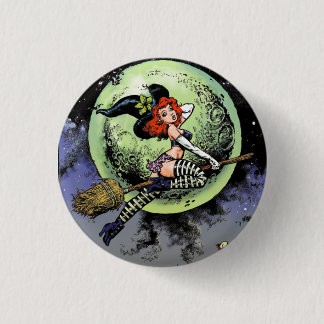 Pinup Witch Button