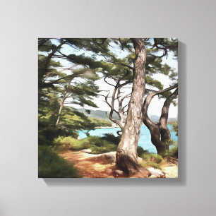 Pinus pinea Pine Tree Forest Painting  Canvas Print