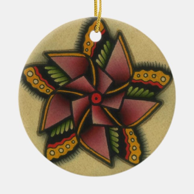 pinwheel 2 ceramic ornament (Front)