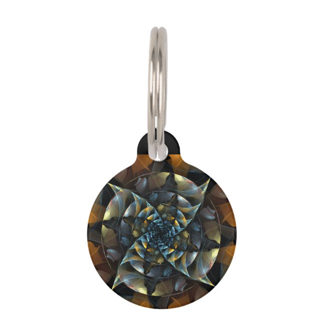 Pinwheel Abstract Art Round Pet Tag (Front)