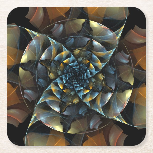 Pinwheel Abstract Art Square Paper Coaster (Front)