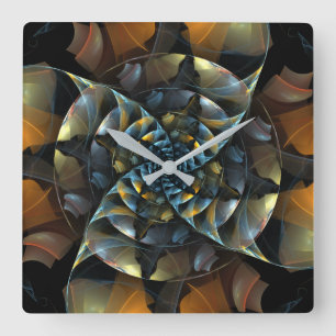 Pinwheel Abstract Art Square Wall Clock