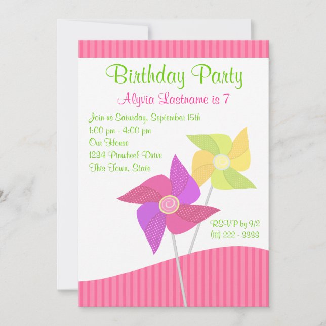 Pinwheel Birthday Party Invitation (Front)