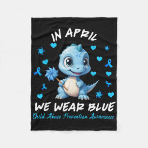 Pinwheel Dino In April We Wear Blue Child Abuse Pr Fleece Blanket