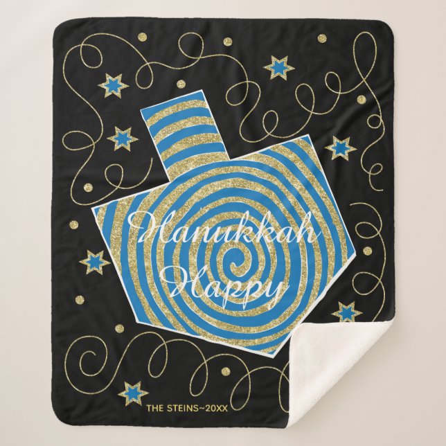 Pinwheel Dreidel Sherpa Hanukkah Blanket/Medium Blanket (Front)