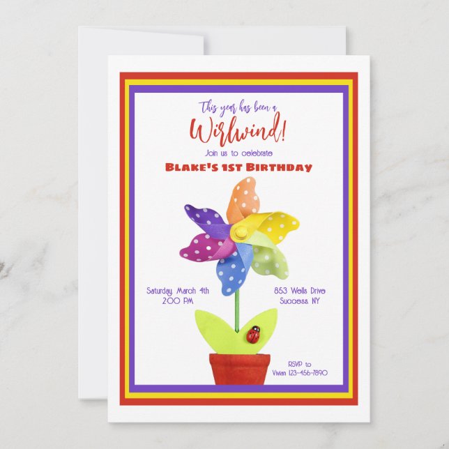 Pinwheel Flower Invitation (Front)