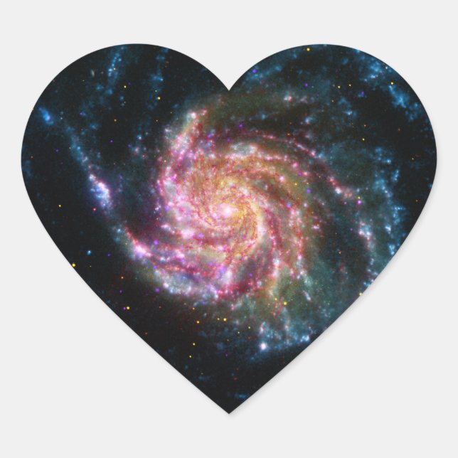 Pinwheel Galaxy Spiral Space Heart Sticker (Front)