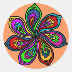 Pinwheel of Colours Classic Round Sticker