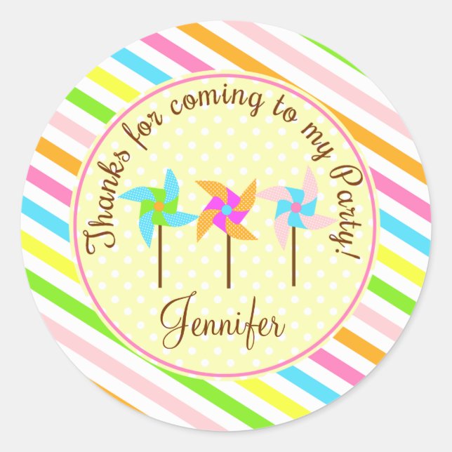 Pinwheel personalized 2inch favour tag (Front)