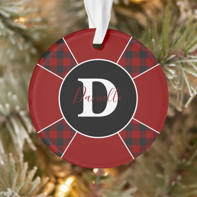 Pinwheel plaid personalized ornament (Tree)