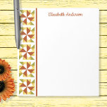 Pinwheel Quilt Block Border Note Pad<br><div class="desc">Personalize this cute notepad printed with a pinwheel block style quilt border with your name or other text. Pattern is in greens,  yellows and reds.  Generous blank writing space for all your lists,  small sketches or other daily notes. Nice personalized gift for a quilting or sewing enthusiast.</div>
