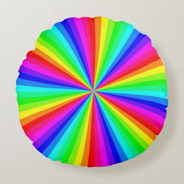PINWHEEL RAINBOW ROUND PILLOW (Front)