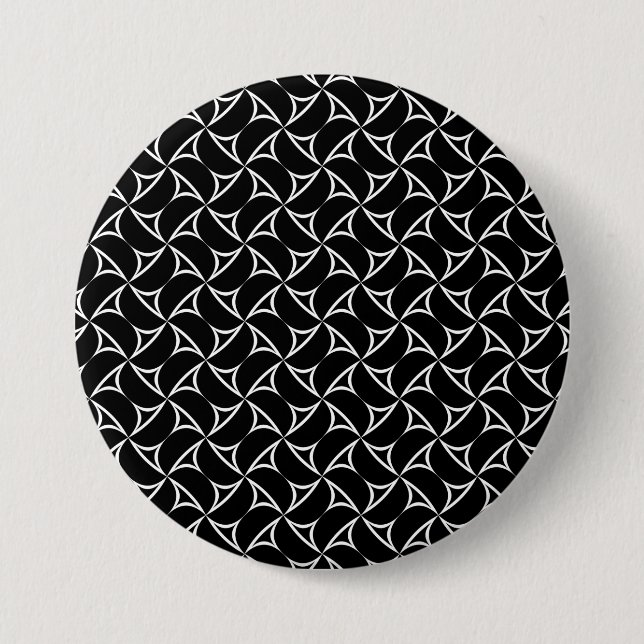 Pinwheel Spiral White Abstract Illusions Line Art 3 Inch Round Button (Front)