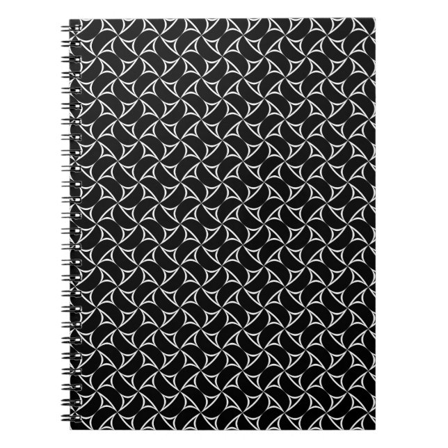 Pinwheel Spiral White Abstract Illusions Line Art Notebook (Front)