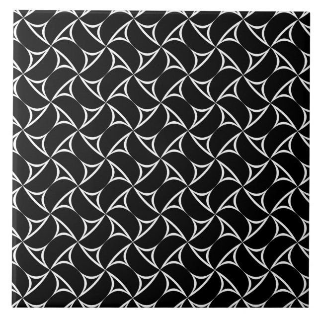 Pinwheel Spiral White Abstract Line Pattern Tile (Front)
