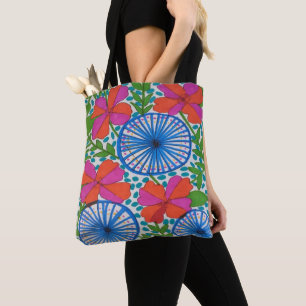 Pinwheels and Flowers Tropical Pattern Tote Bag