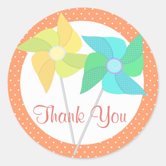 Pinwheels and Polka Dots Classic Round Sticker (Front)