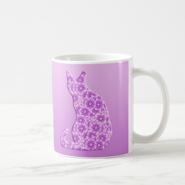 Pinwheels Cat - lavender, purple Coffee Mug (Right)