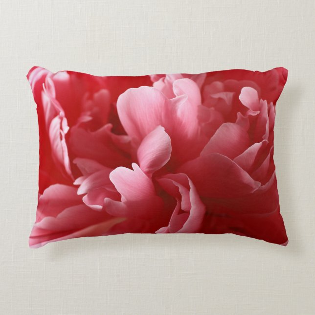 Pion Blossoms Macro, Pink Red. Accent Pillow (Front)
