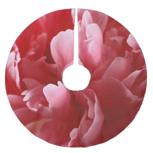 Pion Blossoms Macro, Pink Red. Brushed Polyester Tree Skirt