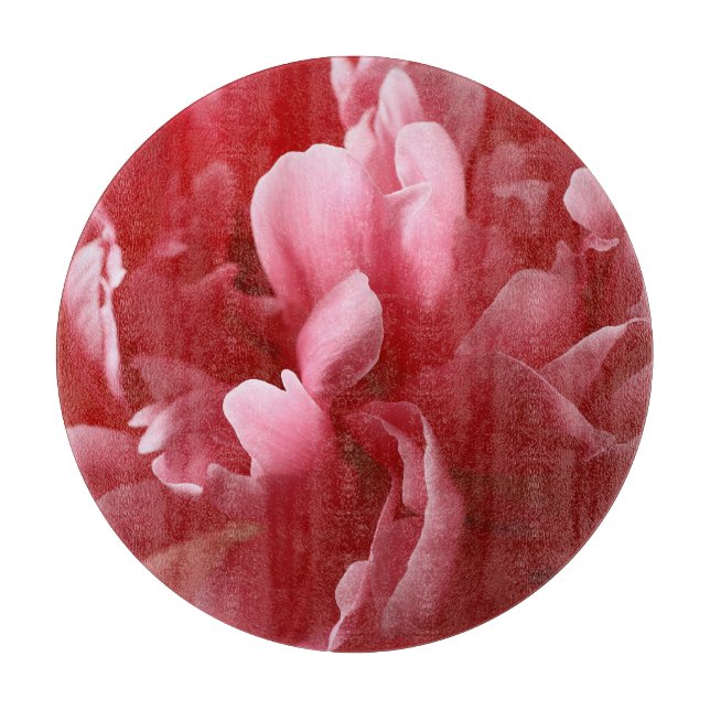 Pion Blossoms Macro, Pink Red. Cutting Board (Front)